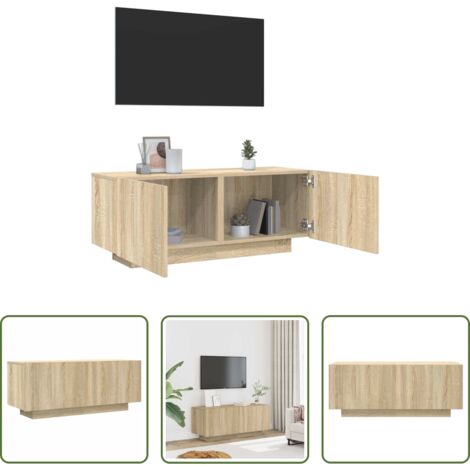Mueble de TV -  Mueble para TV madera contrachapada color roble 100x35x40 cm