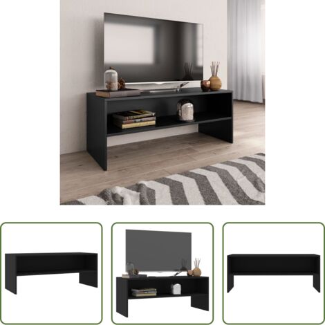 Mueble de TV -  Mueble para TV madera contrachapada negro100x40x40 cm