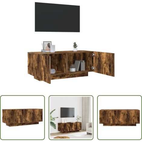 Mueble de TV -  Mueble para TV madera contrachapada roble ahumado 100x35x40 cm