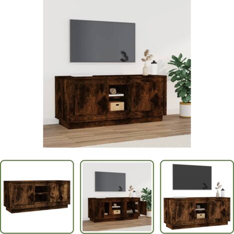 Mueble de TV -  Mueble para TV madera contrachapada roble ahumado 102x35x45 cm