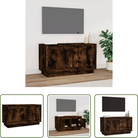 Mueble de TV -  Mueble para TV madera contrachapada roble ahumado 80x35x45 cm