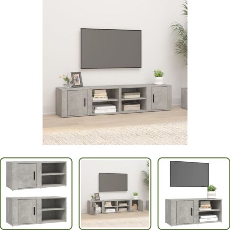 Mueble de TV -  Mueble TV 2 uds madera contrachapada gris hormigón 80x31,5x36cm