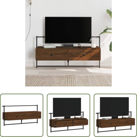 Mueble de TV -  Mueble TV de pared madera ingeniería marrón roble 100,5x30x51cm