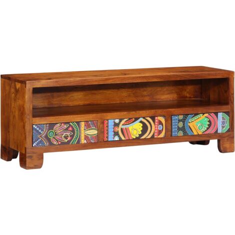 Mueble de TV Multicolor 110x30x40 cm Madera Maciza Acacia vidaXL