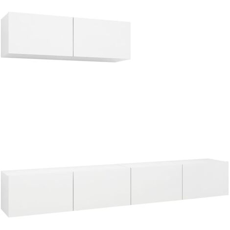 Mueble de TV multimedia Estante para TV Aparador para TV Comedor Salón Dormitorio 3 piezas Madera contrachapada Blanco 020028658