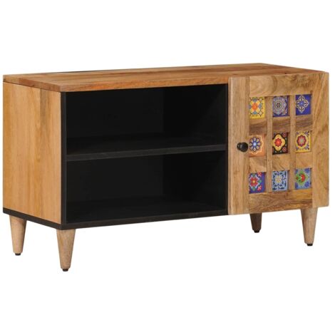 Mueble de TV Natural 80 x 33 x 46 cm Madera de mango maciza