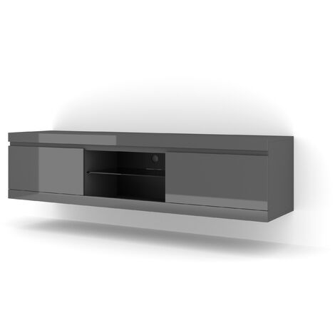 Mueble de TV NET 180 cm colgante o con patas grafito mate / grafito brillante