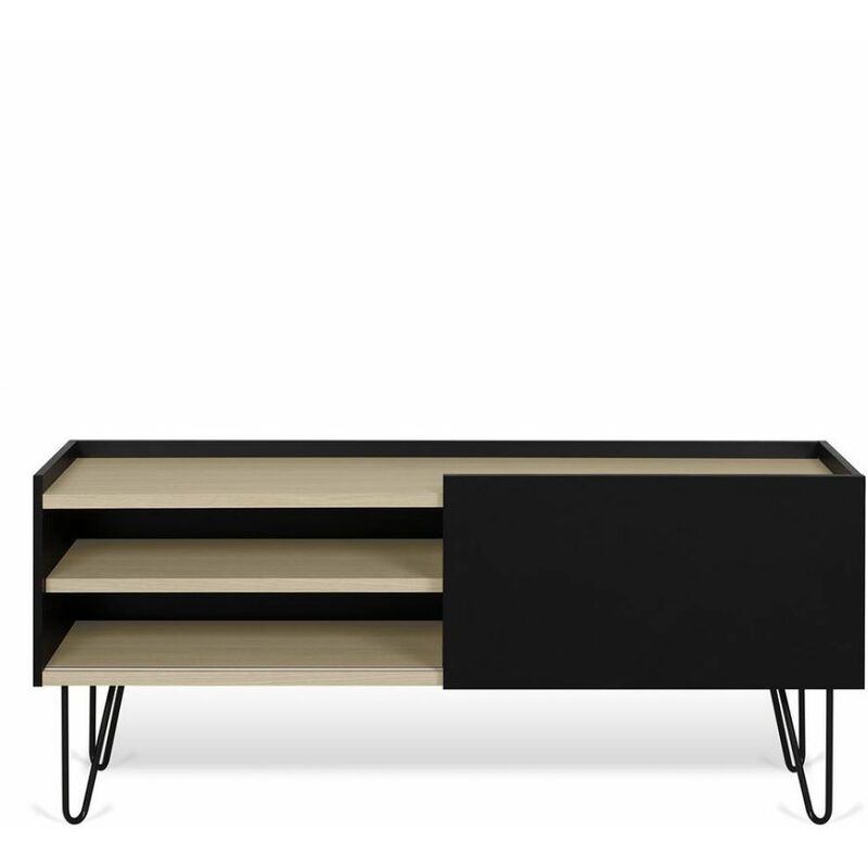 

Mueble de TV NINA roble natural y negro, 140 x 59 x 42 - roble natural y negro