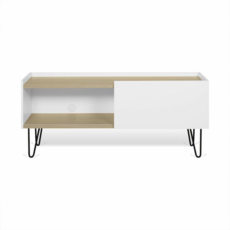 

Mueble de TV NINA roble natural y blanco, 140 x 59 x 42 - roble natural y blanco