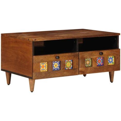 Mueble de TV Nogal 70 x 33 x 46 cm Madera de mango maciza