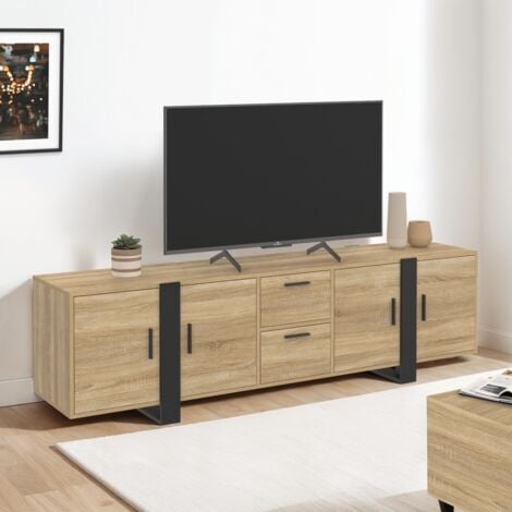 IDMARKET Mueble de TV PHOENIX de 180 cm con armarios de madera y negros