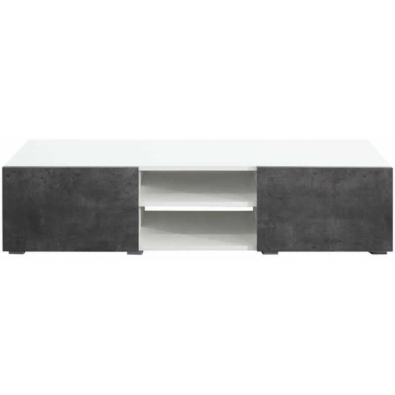 

Mueble de TV PODIUM 2 nichos y 2 puertas 140 X 31 blanco y hormigón, 140 x 42 x 31 - blanco y hormigón