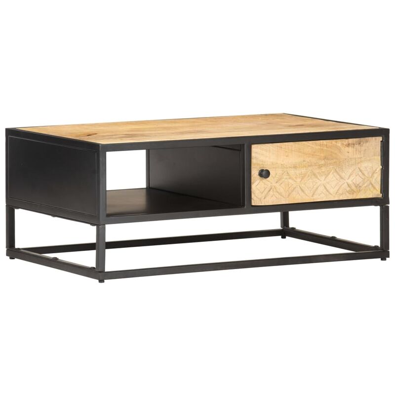 

Mueble de TV puerta tallada madera de mango rugosa 90x55x36 cm - Marrón - Vidaxl