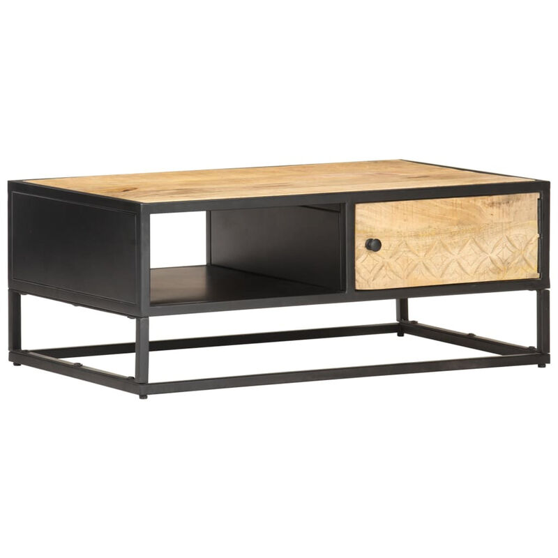 

Mueble de TV puerta tallada madera de mango rugosa 90x55x36 cm