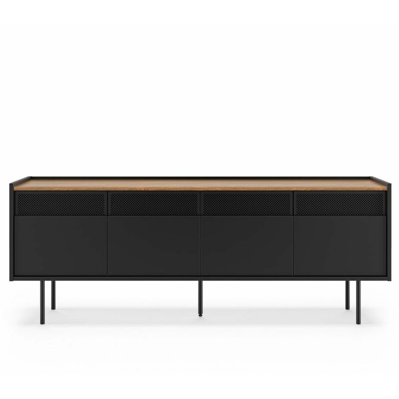 

Mueble de TV RADIO nogal y negro lacado, 160 x 43 x 60 - nogal y negro lacado