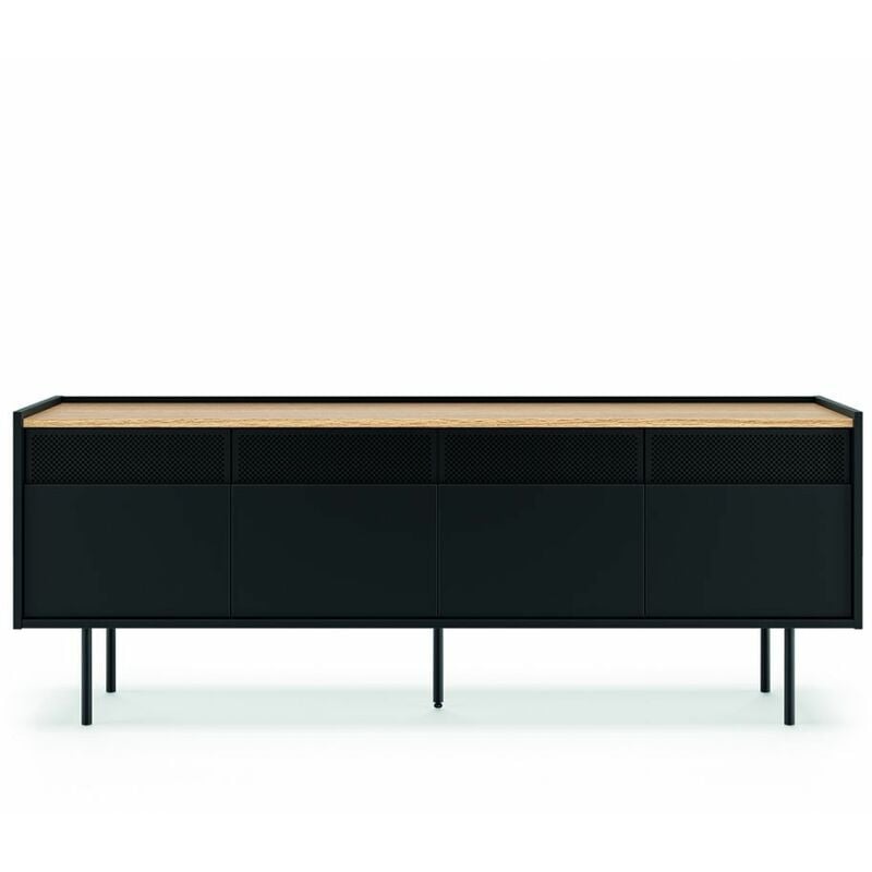 

Mueble de TV RADIO roble y negro, 160 x 43 x 60 - roble y negro