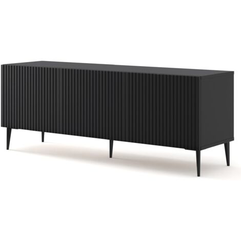 Mueble de TV RAVENNA B 150 cm 3D negro mate + patas