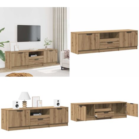 Mueble de TV roble artesanal 140x35x40 cm madera de ingeniería - Mueble de sala - Mueble de dormitorio
