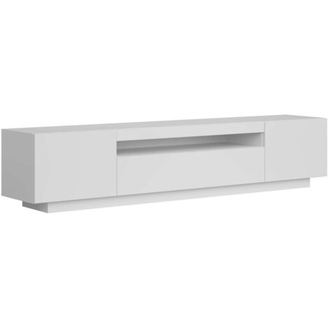 Mueble de TV Sami para Salón Estilo Contemporáneo en Color Blanco con 1 Cajón, 2 Puertas y 1 Hueco Abierto 200x41,6x37,3 cm