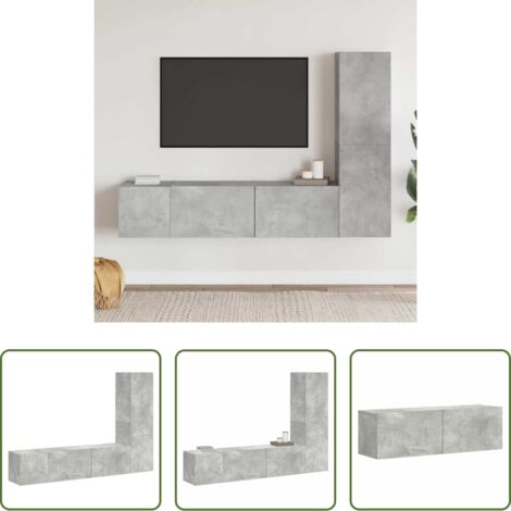 Mueble de TV -  Set de muebles de salón 3 pzas madera ingeniería gris hormigón