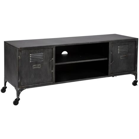 Mueble de TV «Sevin» - metal - gris 56 x 140 cm - Atmosphera créateur d'intérieur