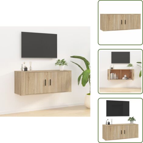 Mueble de TV Sonoma - vidaXL Mueble para TV de pared roble Sonoma 100x34,5x40 cm - Mueble de TV con almacenamiento