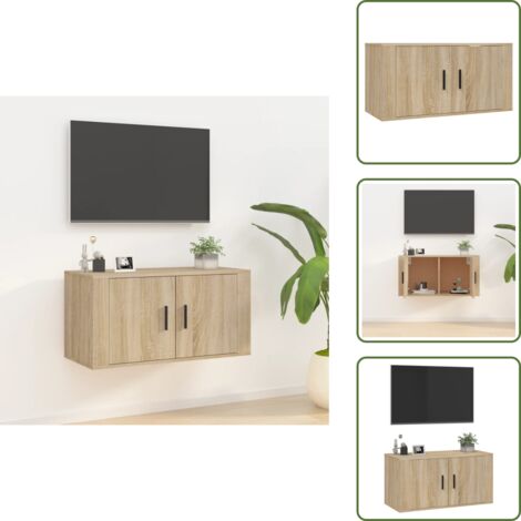 Mueble de TV Sonoma - vidaXL Mueble para TV de pared roble Sonoma 80x34,5x40 cm - Mueble de TV con almacenamiento