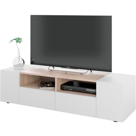 USINESTREET Mueble de Tv Tamiko 138 cm en Blanco Artik y Roble Canadian