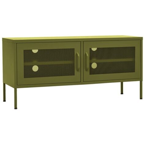 Mueble de TV verde oliva 105x35x50 cm acero vidaXL