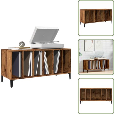 Mueble de vinilos - vidaXL Mueble para discos madera de ingeniería envejecida 100x38x48 cm - Mueble para música