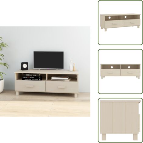 Mueble decorativo - vidaXL Mueble TV HAMAR madera de pino maciza marrón miel 106x40x40 cm - Mueble de sala