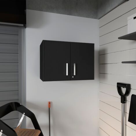 Mueble despensa Cyrus en melamina con 3 estantes   - Negro