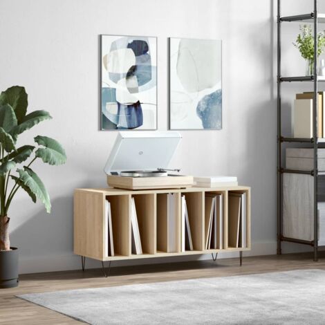 Mueble discos madera contrachapada roble  100x38x48 cm