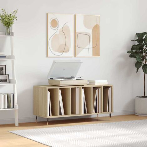 Mueble discos madera contrachapada roble  100x38x48 cm