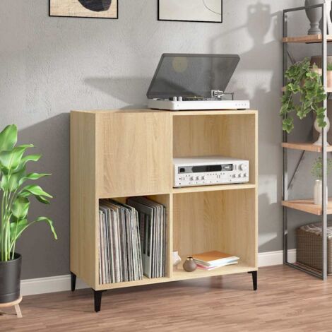 Mueble discos madera contrachapada roble  84,5x38x89 cm