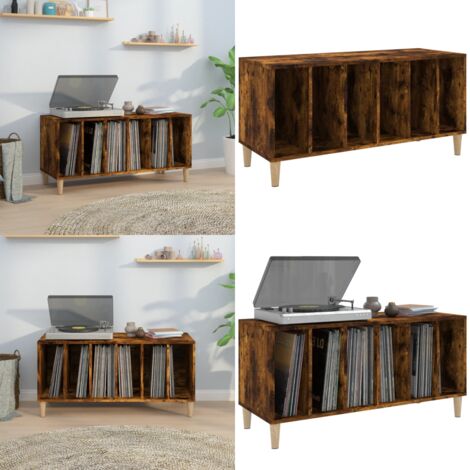Mueble discos madera contrachapada roble ahumado 100x38x48 cm - Armario para vinilos - Almacenamiento de discos