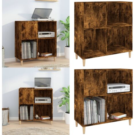 Mueble discos madera contrachapada roble ahumado 84,5x38x89 cm - Armario para vinilos - Almacenamiento de discos