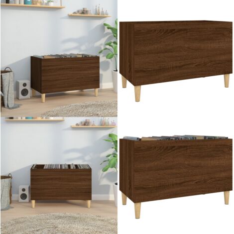 Mueble discos madera contrachapada roble marrón 74,5x38x48 cm - Almacenamiento de vinilos - Mueble de madera