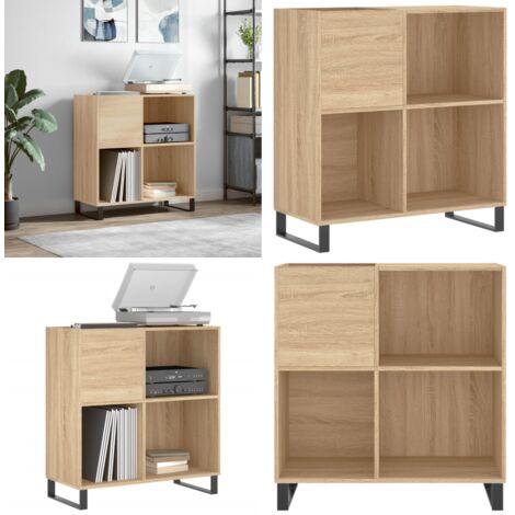 Mueble discos madera contrachapada roble Sonoma 84,5x38x89 cm - Almacenamiento de vinilos - Mueble de madera contrachapada
