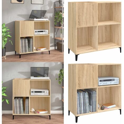 Mueble discos madera contrachapada roble Sonoma 84,5x38x89 cm - Armario para vinilos - Almacenamiento de discos