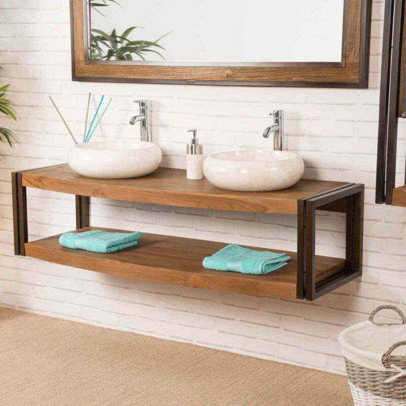 

Wanda Collection - Mueble doble suspendido Elegancia teca metal 145 cm