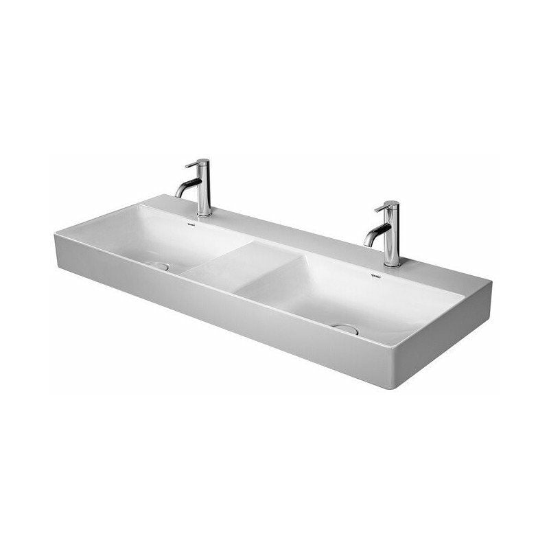 

Duravit DURASQUARE lavabo doble sin rebosadero con plataforma para grifería geschl 1200x470mm 3 orificios para grifería blanco