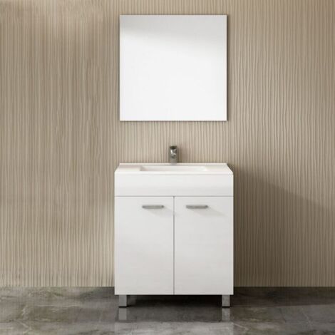 Mueble EKO con lavabo y espejo BLANCO 60CM