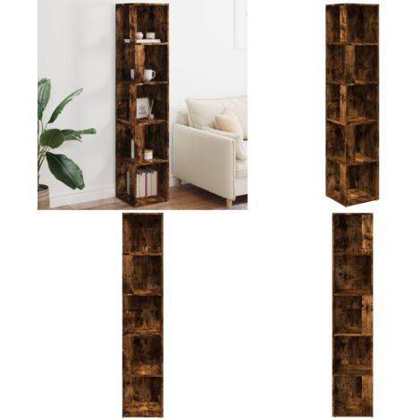 Mueble esquina madera contrachapada roble ahumado 33x33x164,5cm - Almacenamiento - Estantería