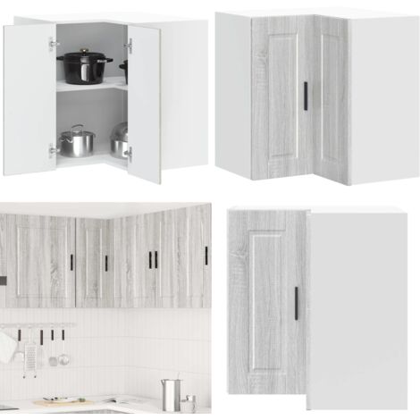 Mueble esquinero cocina Porto madera contrachapada gris sonoma - Mueble cocina esquina - Armario cocina madera contrachapada