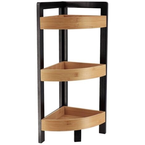 Mueble esquinero de bambú con 3 estantes - bambú negro - Tendance