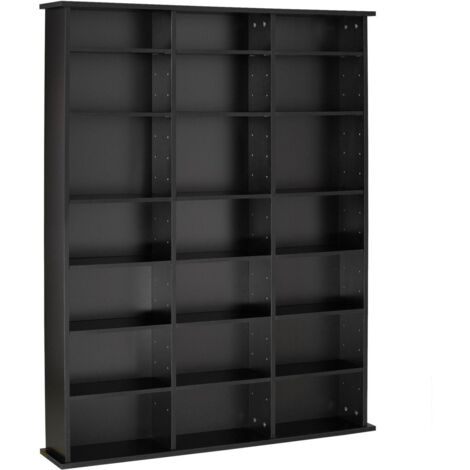 Mueble estantería estantería unidad de almacenamiento para CD/DVD 136,5 cm negro 080000229