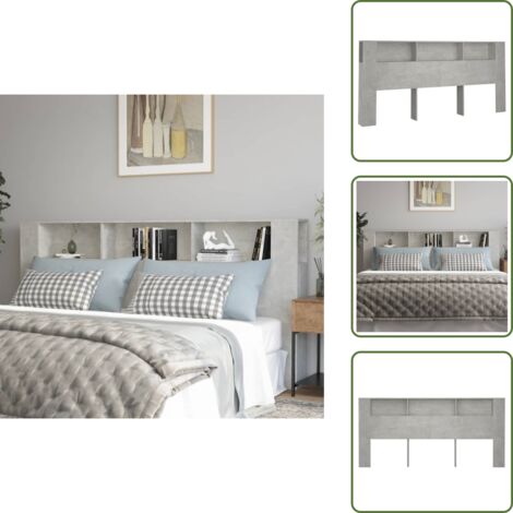 Mueble gris hormigón - vidaXL Mueble cabecero gris hormigón 220x18,5x104,5 cm - Almacenamiento en dormitorio