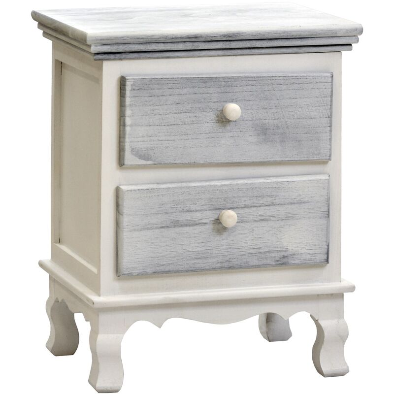 

Mueble auxiliar con 2 cajones y patas clasicas 40x29x50 cm en color gris
