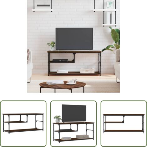 Mueble industrial -  Mueble de TV contrachapada y acero marrón roble 103x38x46,5 cm